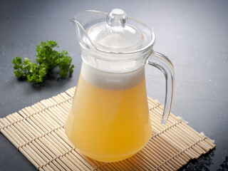 Freshly squeezed fruit and vegetable juice in glass