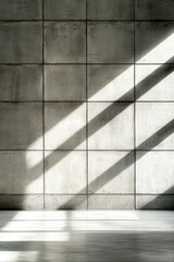 Geometric Concrete Wall with Sunlight Shadows
