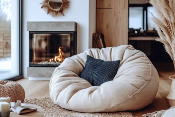 Modern Cozy Bean Bag Chair in a Contemporary Living Room