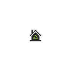 Fototapeta premium Recycle home logo icon flat vector design