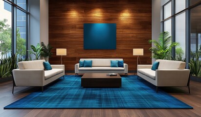 Modern Lobby Interior Design with Wooden Walls