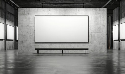 Empty Gallery Wall with Blank Canvas