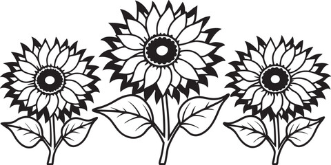 Seamless floral pattern with black eyed susans and sunflowers