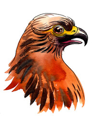 Falcon bird. Hand drawn watercolor illustration