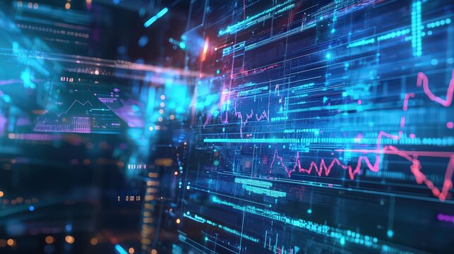 Energy stock market trends analysis financial district data visualization digital environment analytical viewpoint