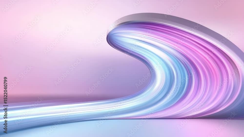 Poster Abstract Wave: A flowing, dynamic display of a luminous wave rendered in captivating hues of blue, purple, and pink against a soft gradient backdrop, embodying elegance and modern design.
