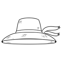 straw hat illustration hand drawn outline vector
