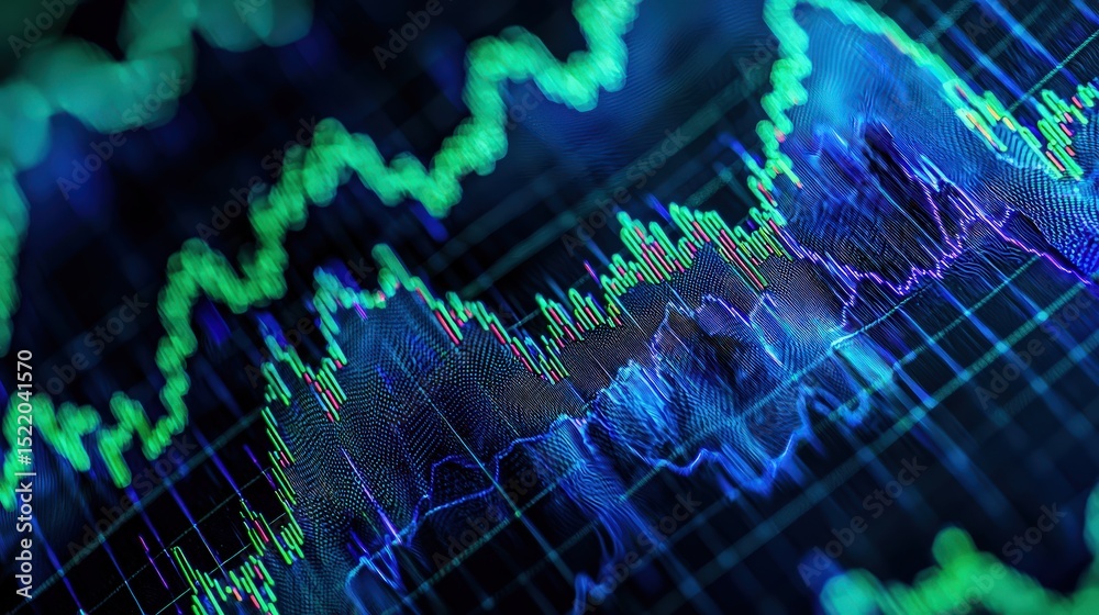 Poster analyzing market trends financial sector data visualization digital environment close-up economic in