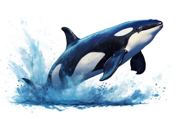 Obraz premium Animal mammal orca fish, digital paint illustration.