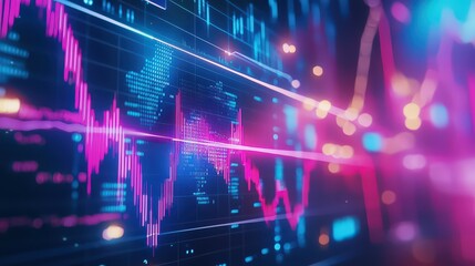 Analyzing digital trends through colorful graphs technology sector data visualization modern environment abstract viewpoint