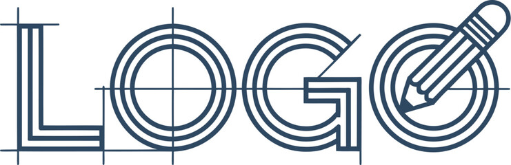 Logo design blueprint concept creative agency branding identity pencil icon vector graphic 100 char editable stock vector illustration