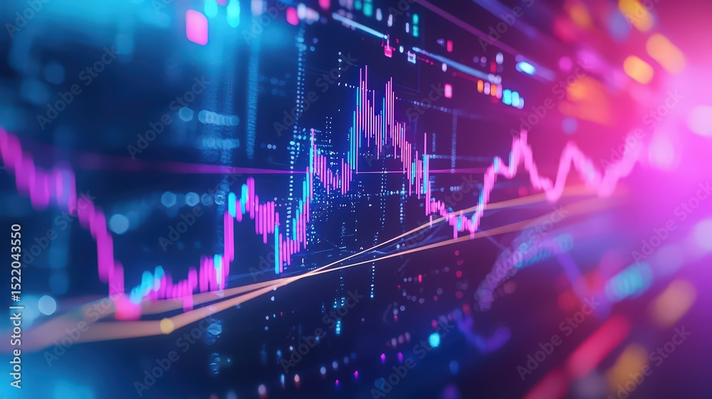 Poster Analyzing market trends through dynamic graphs digital realm infographic visualization tech-focused close-up perspective