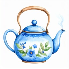 Ceramic teapot on white background for traditional tea serving