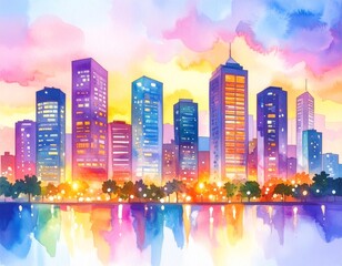 Singapore city skyline at night with tall buildings and urban landscape