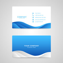 Naklejka premium Modern Blue Business Card Template with Wave Elements