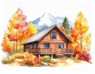 House surrounded by colorful autumn trees in a peaceful countryside setting