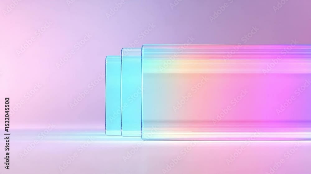 Fototapete abstract glass display: an elegant display of translucent glass rectangles catches the light, creati