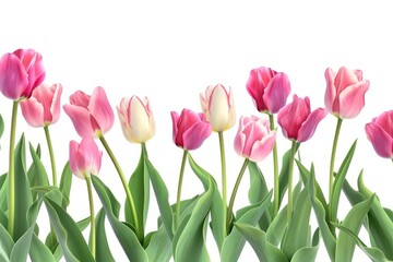 Fototapeta premium Tulip flowers blossom plant white background.