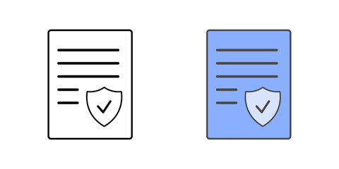 IT policy document icon in outline and color styles, vector symbol for technology guidelines, cybersecurity rules, employee IT compliance, and digital policy papers.