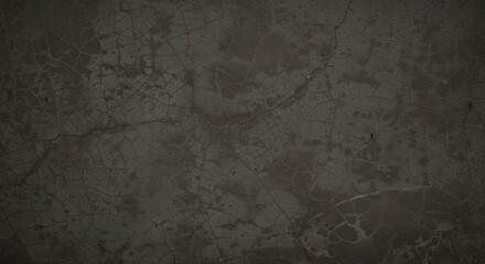 Fototapeta premium Dark Grey Cracked Concrete Texture - A high-resolution depicting a dark grey concrete surface with numerous cracks, ideal for background . Symbolizing age, strength, texture, urban, and decay