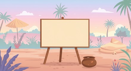 vector illustration of a lesson board and palm leaves in South India with no writing at all