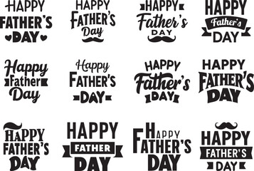 Obraz premium Happy Father's Day typography design silhouette vector illustration.