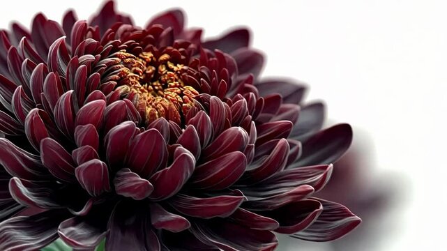 Close-up of a Dark Red Dalia Flower Blooming with Focus on Petals and Center