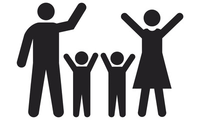 Happy Family Stick Figures, vector illustration