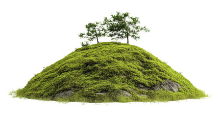 Ancient burial mound from Kofun period Transparent background, PNG