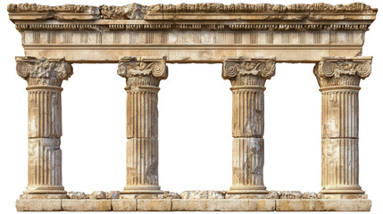 Fototapeta premium Ancient Greco-Bactrian temple wall Transparent background, PNG