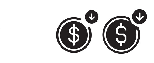 Declining Dollar Value Icons, vector illustration