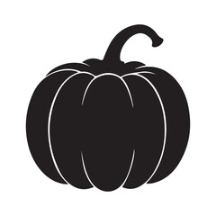 Black Silhouette of Pumpkin – Simple Halloween or Autumn Icon, vector 