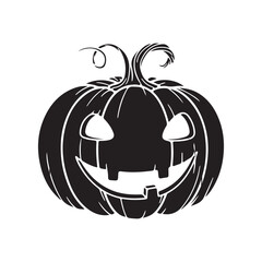 Black Silhouette of Pumpkin – Simple Halloween or Autumn Icon, vector 