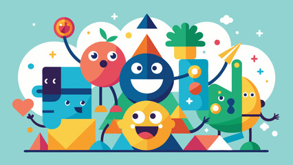 Obraz premium Playing with Shapes – Fun Teamwork Concept Illustration