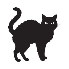 Black Cat Silhouette with Top Hat for Halloween Design