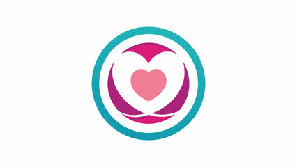 Heart within a circle with curved shapes around it halloween, vector, silhouette,  illustration, horizontal, isolated assets,