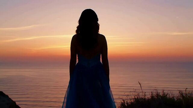 silhouette of a woman in the sunset