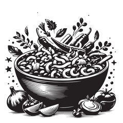 Steaming Pasta Bowl with Fresh Vegetables and Herbs