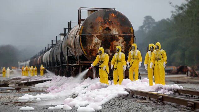 The Hazmat Team responded to a significant chemical spill near a railway