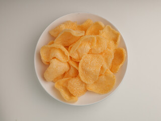 Crackers on white background