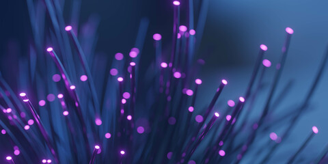 Glowing Fiber Optic Strands in Purple and Blue