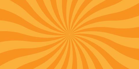 Modern seamless retro vintage burst sunrise sunbeam element spiral striped illustration sunray template wallpaper design. Vector orange sun rays sunburst pop cartoon background.	