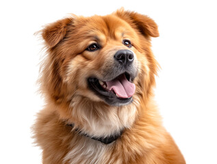 Fototapeta premium happy and smiling red chow-chow dog looking at the camera, against a transparent background