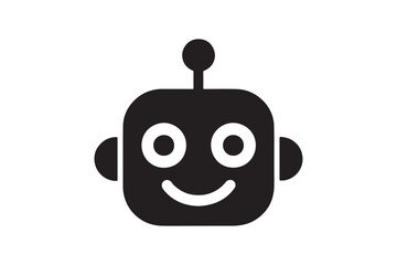 Fototapeta premium Friendly Robot Face icon silhouette vector with white background