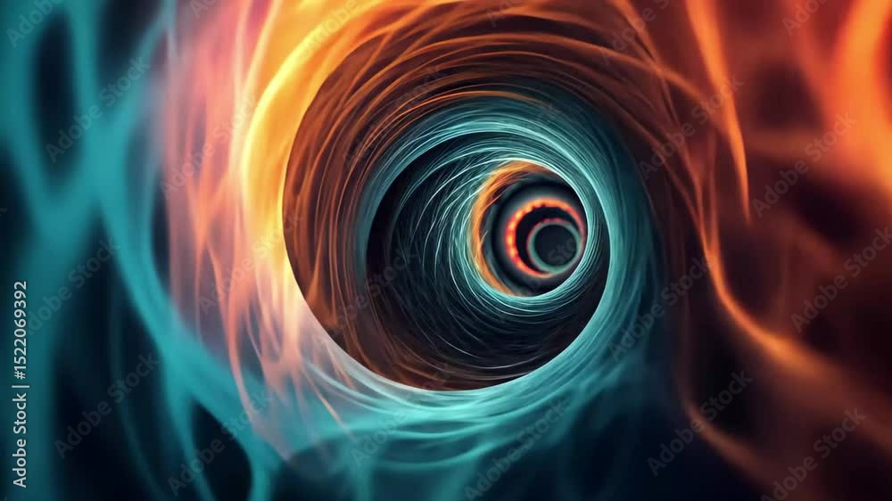 Poster abstract patterns unfold from a dynamic digital vortex as swirling colors create a visually stunning