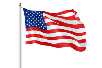 Fototapeta premium Waving american flag png, usa flag clipart, patriotic symbol, independence day, memorial day, labor day, flagpole, united states flag isolated on transparent background