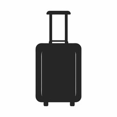 Black and white travel suitcases with red accents, isolated vector illustration silhouette vector icon white background
