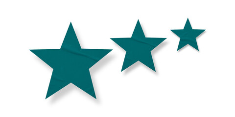 Obraz premium Crumpled green star pattern stickers, separated on a transparent background.