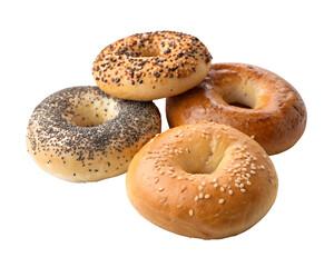 four assorted bagels overlapping layout