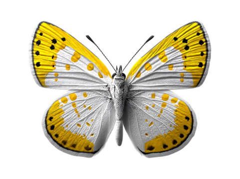 A porcelain moth flying, isolated on a transparent background